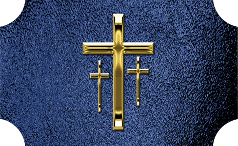 DLP517 517 GD SH BL Gold 3 Crosses Shimmer Blue